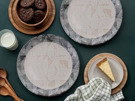 Hermia Grey Serv Pattern Juego de Platos de Servicio (6 piezas) en Gris, Negro y Beige